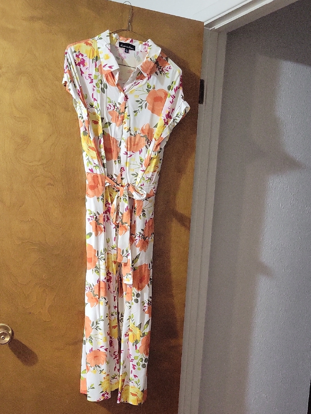 Floral Button-Front Maxi Dress - Orange & Yellow Flowers